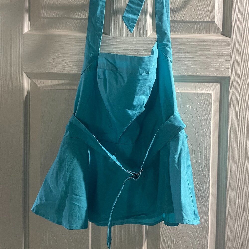 Blue Halter Top with Belt and Peplum